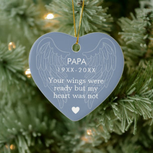 Uw Gepersonaliseerde Memorial Heart Blue Keramisch Ornament