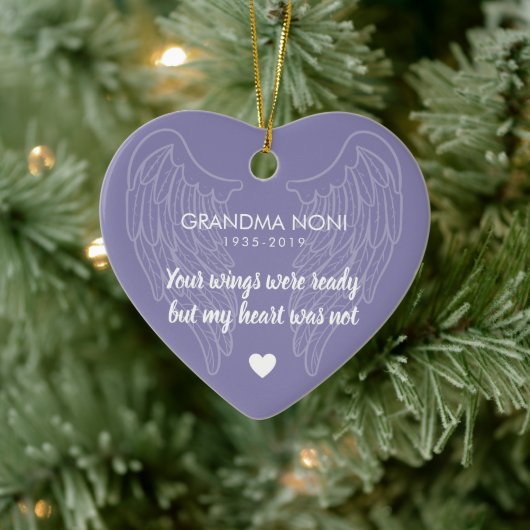 Uw Gepersonaliseerde Memorial Heart Paars Keramisch Ornament (Boom)