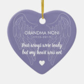 Uw Gepersonaliseerde Memorial Heart Paars Keramisch Ornament (Voorkant)