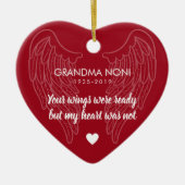 Uw Gepersonaliseerde Memorial Heart Red Keramisch Ornament (Voorkant)