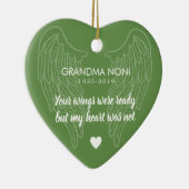 Uw Gepersonaliseerde Memorial Heart van Wings Keramisch Ornament (Rechts)