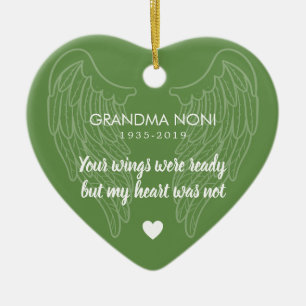 Uw Gepersonaliseerde Memorial Heart van Wings Keramisch Ornament