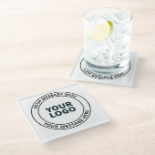 Uw geüploade Logo + bewerkbare circulaire tekst Glazen Onderzetter (Schuin)