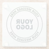 Uw geüploade Logo + bewerkbare circulaire tekst Glazen Onderzetter (Achterkant)