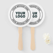 Uw geüploade Logo + bewerkbare circulaire tekst Handwaaier (Voorkant en achterkant)