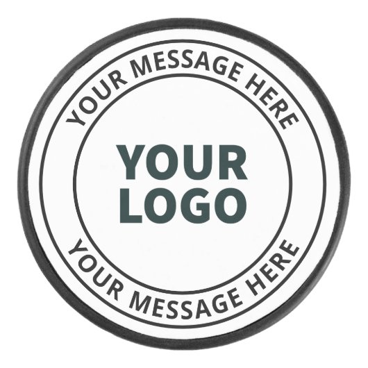 Uw geüploade Logo + bewerkbare circulaire tekst Hockey Puck (Voorkant)