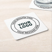 Uw geüploade Logo + bewerkbare circulaire tekst Kartonnen Onderzetters (Schuin)