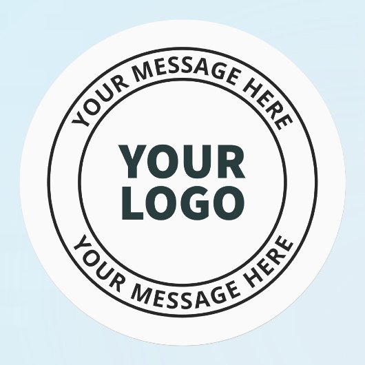 Uw geüploade Logo + bewerkbare circulaire tekst Labels