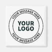 Uw geüploade Logo + bewerkbare circulaire tekst Magneet (Voorkant)