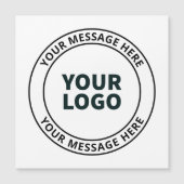 Uw geüploade Logo + bewerkbare circulaire tekst Magnetische Uitnodiging (Voorkant)