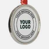 Uw geüploade Logo + bewerkbare circulaire tekst Metalen Ornament (Rechts)