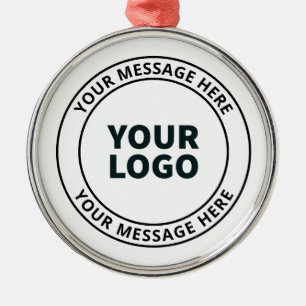 Uw geüploade Logo + bewerkbare circulaire tekst Metalen Ornament
