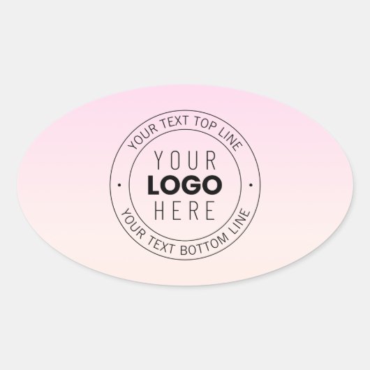 Uw geüploade Logo | Bewerkbare circulaire tekst Ovale Sticker (Voorkant)