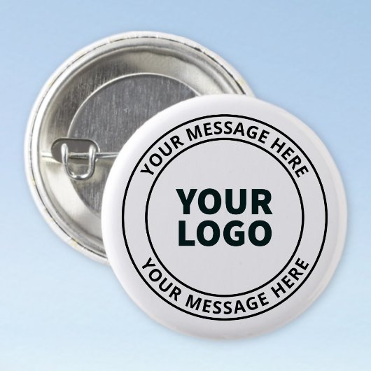 Uw geüploade Logo + bewerkbare circulaire tekst Ronde Button 3,2 Cm