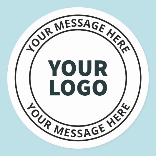 Uw geüploade Logo + bewerkbare circulaire tekst Ronde Sticker