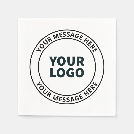 Uw geüploade Logo + bewerkbare circulaire tekst Servet (Voorkant)