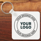 Uw geüploade Logo + bewerkbare circulaire tekst Sleutelhanger (Voorkant)