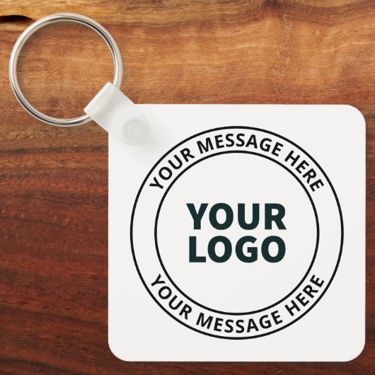 Uw geüploade Logo + bewerkbare circulaire tekst Sleutelhanger (Voorkant)