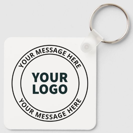 Uw geüploade Logo + bewerkbare circulaire tekst Sleutelhanger (Achterkant)