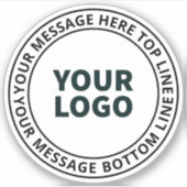 Uw geüploade Logo + bewerkbare circulaire tekst Sticker (Voorkant)