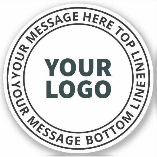Uw geüploade Logo + bewerkbare circulaire tekst Sticker (Voorkant)