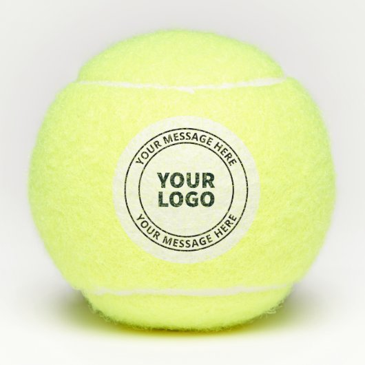 Uw geüploade Logo + bewerkbare circulaire tekst Tennisballen (Voorkant)