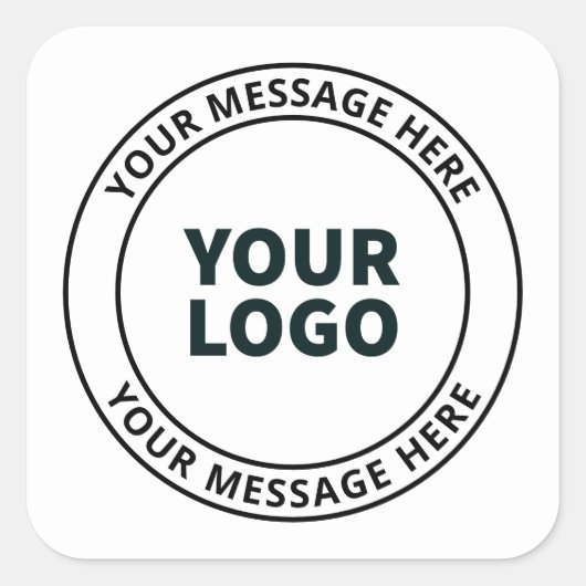 Uw geüploade Logo + bewerkbare circulaire tekst Vierkante Sticker (Voorkant)
