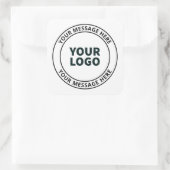 Uw geüploade Logo + bewerkbare circulaire tekst Vierkante Sticker (Tas)