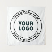 Uw geüploade Logo + bewerkbare circulaire tekst Wandkleed (Voorkant)