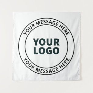 Uw geüploade Logo + bewerkbare circulaire tekst Wandkleed