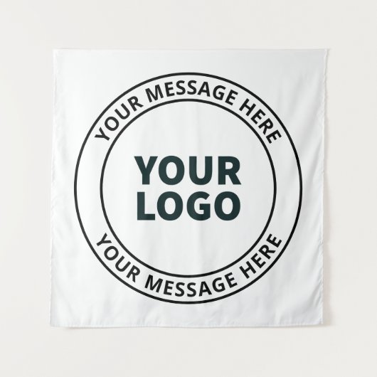 Uw geüploade Logo + bewerkbare circulaire tekst Wandkleed (Voorkant)