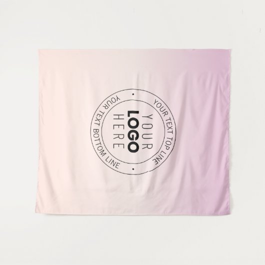 Uw geüploade Logo | Bewerkbare circulaire tekst Wandkleed (Voorkant (horizontaal))