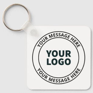 Uw geüploade logo + bewerkbare cirkeltekst sleutelhanger