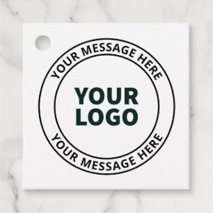 Uw geüploade logo + bewerkbare cirkelvormige tekst bedankjes labels
