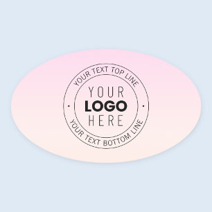 Uw geüploade logo bewerkbare cirkelvormige tekst ovale sticker