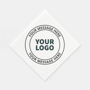 Uw geüploade logo + bewerkbare cirkelvormige tekst servet