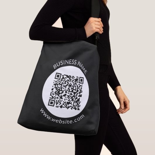 Uw geüploade QR-code | Bewerkbare tekst en kleuren Crossbody Tas (Dichtbij)