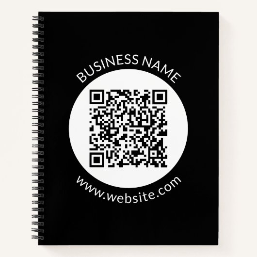 Uw geüploade QR-code | Bewerkbare tekst en kleuren Notitieboek (Voorkant)
