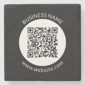 Uw geüploade QR-code | Bewerkbare tekst en kleuren Stenen Onderzetter (Voorkant)