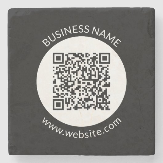 Uw geüploade QR-code | Bewerkbare tekst en kleuren Stenen Onderzetter (Voorkant)