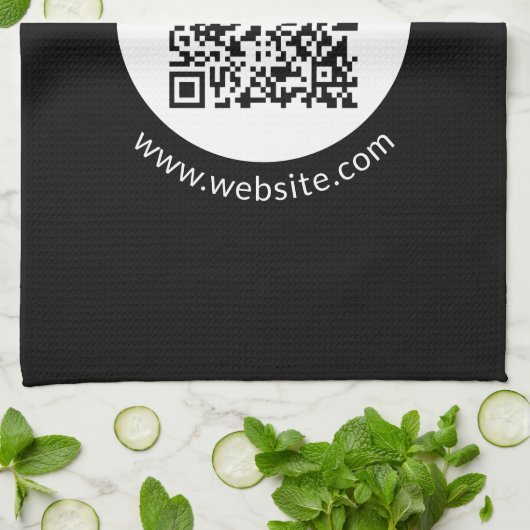 Uw geüploade QR-code | Bewerkbare tekst en kleuren Theedoek (Gevouwen)