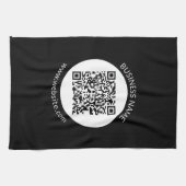 Uw geüploade QR-code | Bewerkbare tekst en kleuren Theedoek (Horizontaal)