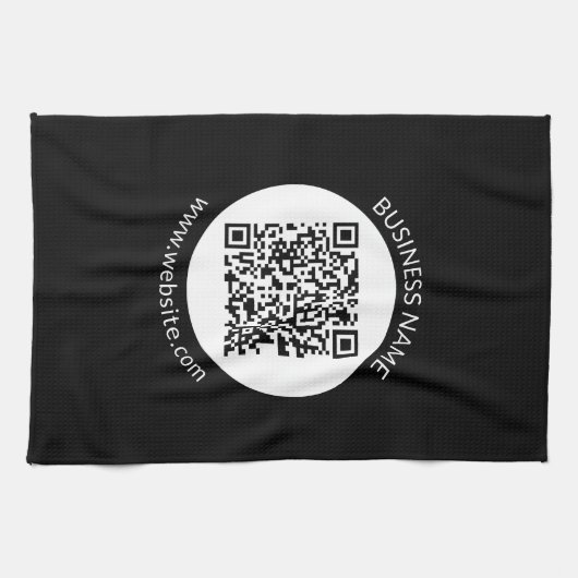 Uw geüploade QR-code | Bewerkbare tekst en kleuren Theedoek (Horizontaal)