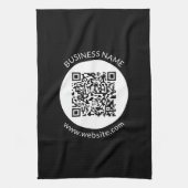 Uw geüploade QR-code | Bewerkbare tekst en kleuren Theedoek (Verticaal)