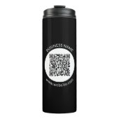 Uw geüploade QR-code | Bewerkbare tekst en kleuren Thermosbeker (Voorkant)