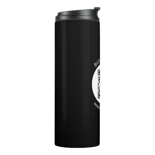 Uw geüploade QR-code | Bewerkbare tekst en kleuren Thermosbeker (Gedraaid links)