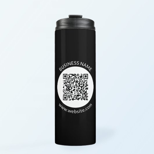 Uw geüploade QR-code | Bewerkbare tekst en kleuren Thermosbeker