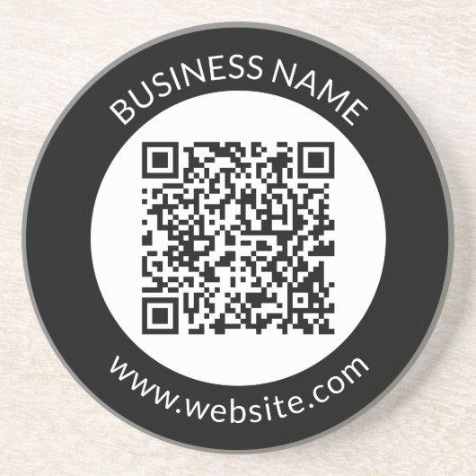 Uw geüploade QR-code | Bewerkbare tekst en kleuren Zandsteen Onderzetter (Voorkant)