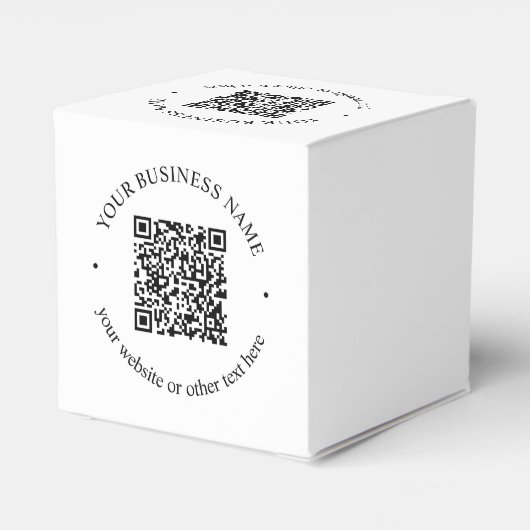 Uw geüploade QR-code plus bewerkbare circulaire te Bedankdoosjes (Achterkant)