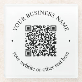 Uw geüploade QR-code plus bewerkbare circulaire te Glazen Onderzetter